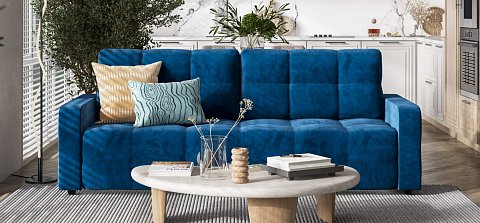Диван Денди велюр Монолит синий 2