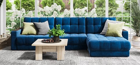 Угловой диван Босс Макс велюр Монолит синий 2