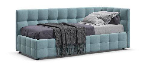 Босс Мини Кровать+ПМ 90*200 велюр Монолит аква 1