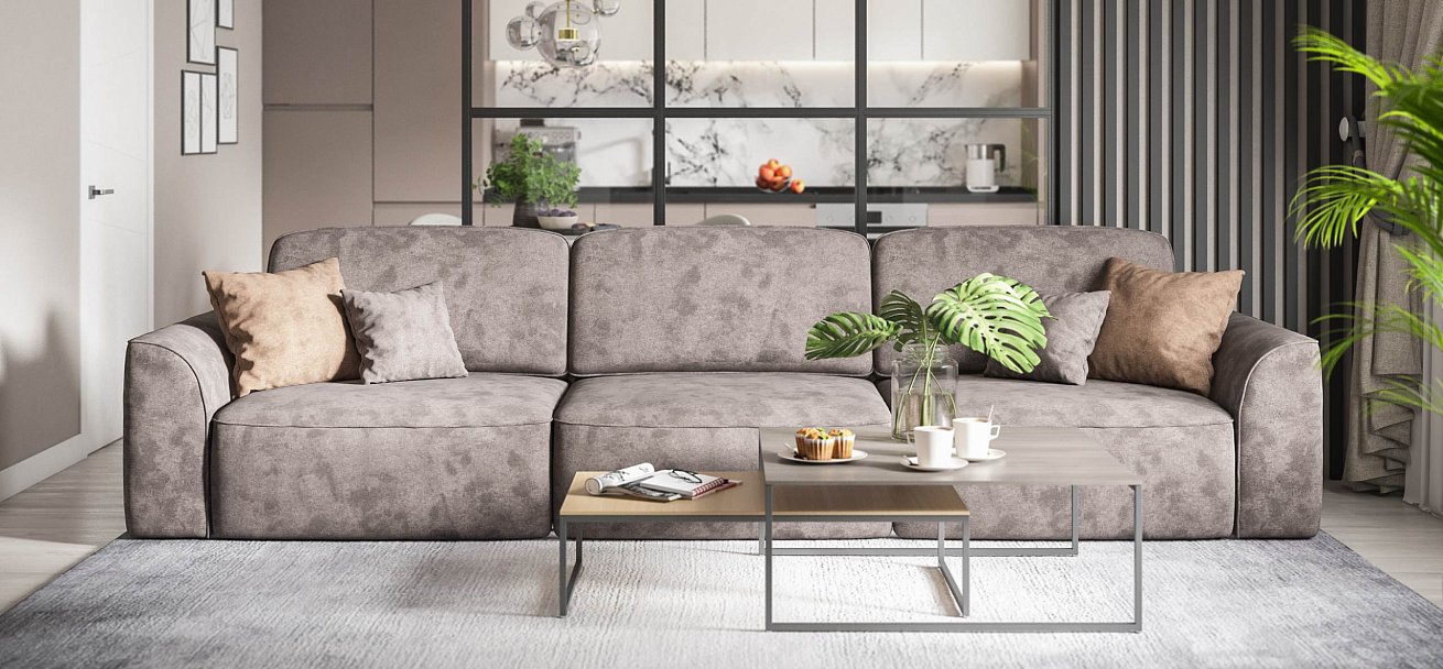 Диван Кинг Макс велюр Алькантара серый