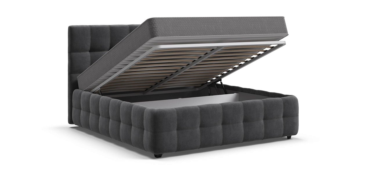 Босс Кровать+ПМ 160*200 велюр Монолит серый