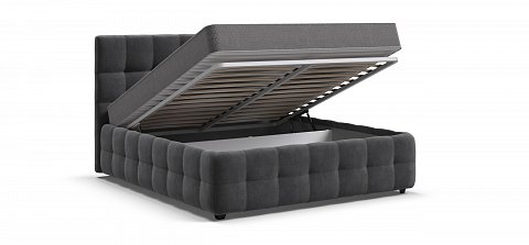 Босс Кровать+ПМ 160*200 велюр Монолит серый 3