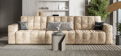 Диван Босс ХО Макс велюр Алькантара пепел / Камень 2