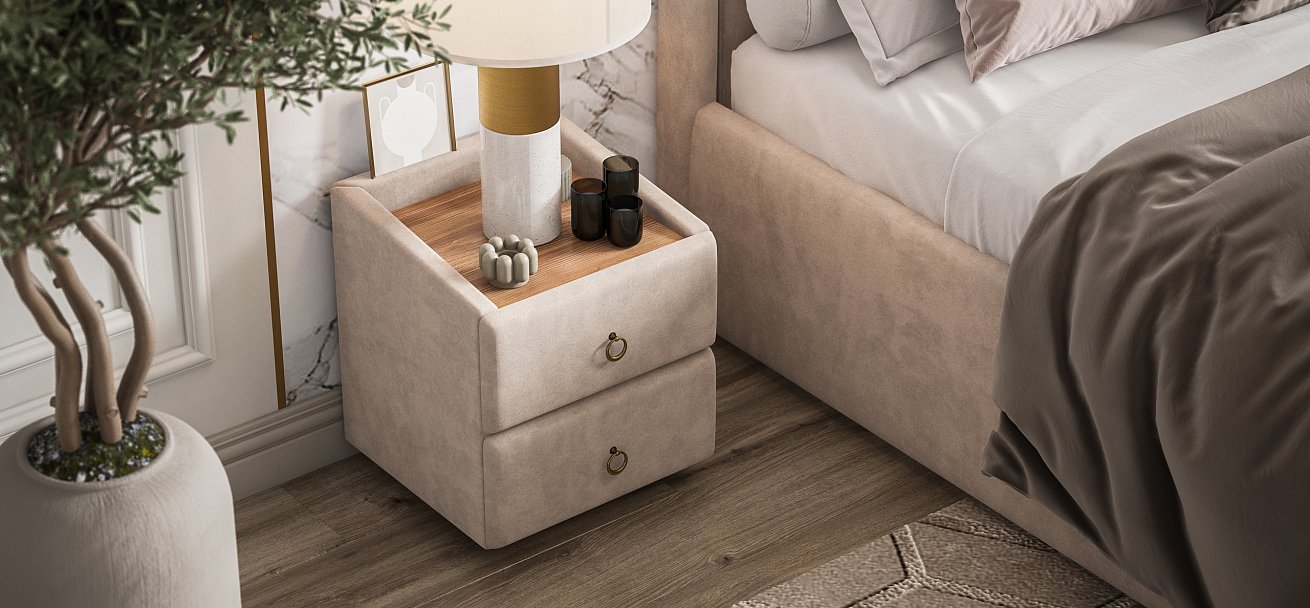 Тумба Босс Классик велюр Монолит Латте, Орех Селект