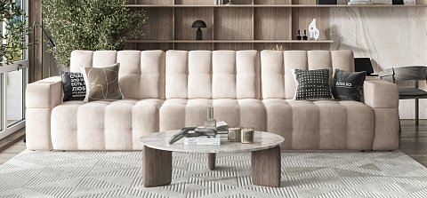 Диван Босс ХО Макс велюр Монолит латте / Снежная Сонома 2