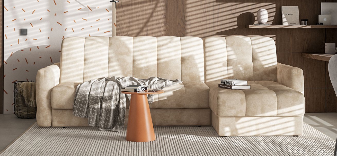 Угловой диван Босс Слип 160 велюр Алькантара пепел