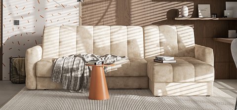 Угловой диван Босс Слип 160 велюр Алькантара пепел 2