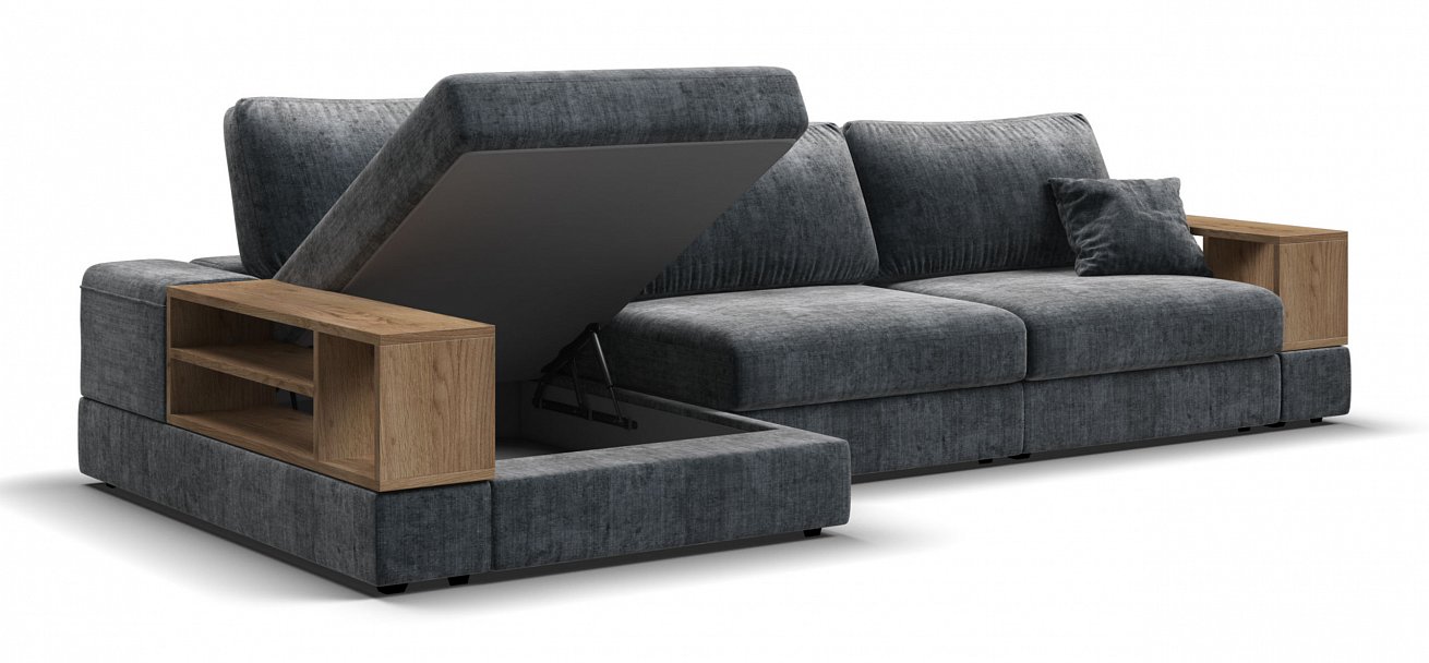 Угловой диван-кровать Босс Модуль ХЛ Шенилл Глосс карбон