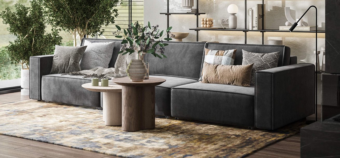 Диван Босс Софт Модуль Макс велюр Монолит серый