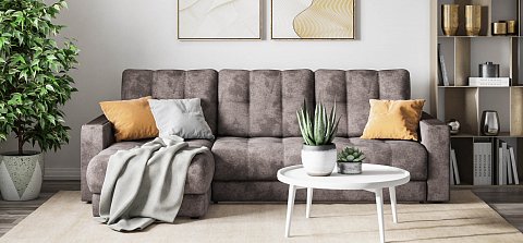 Угловой диван Босс Классик велюр Алькантара серый 2