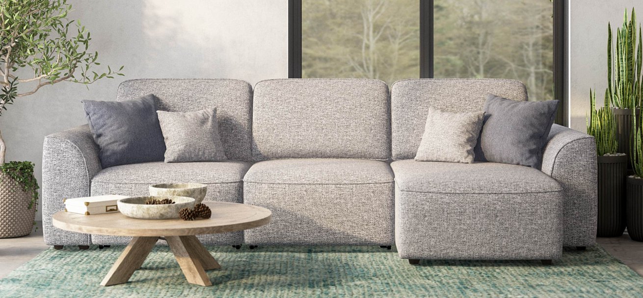 Угловой диван Кинг Рогожка Венто серый