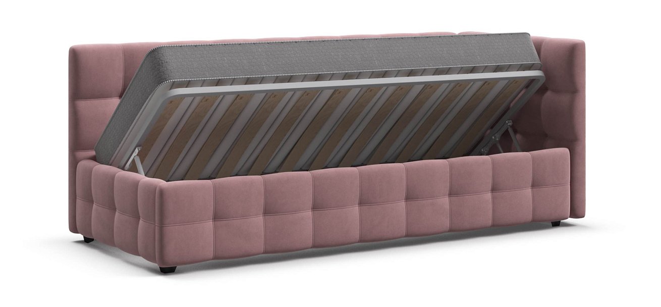 Босс Мини Кровать+ПМ 90*200 велюр Монолит розовый