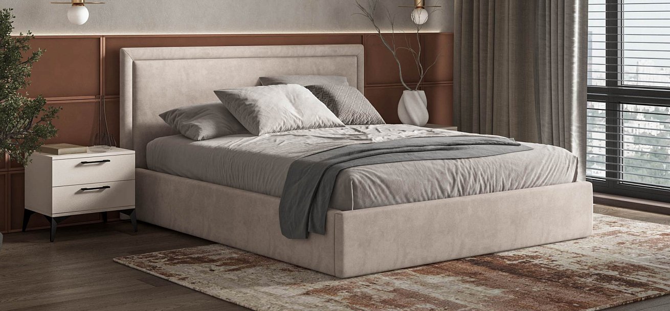 Фрея Кровать без ПМ 160*200 велюр Монолит латте
