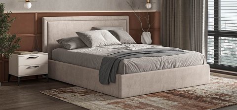 Фрея Кровать без ПМ 160*200 велюр Монолит латте 2