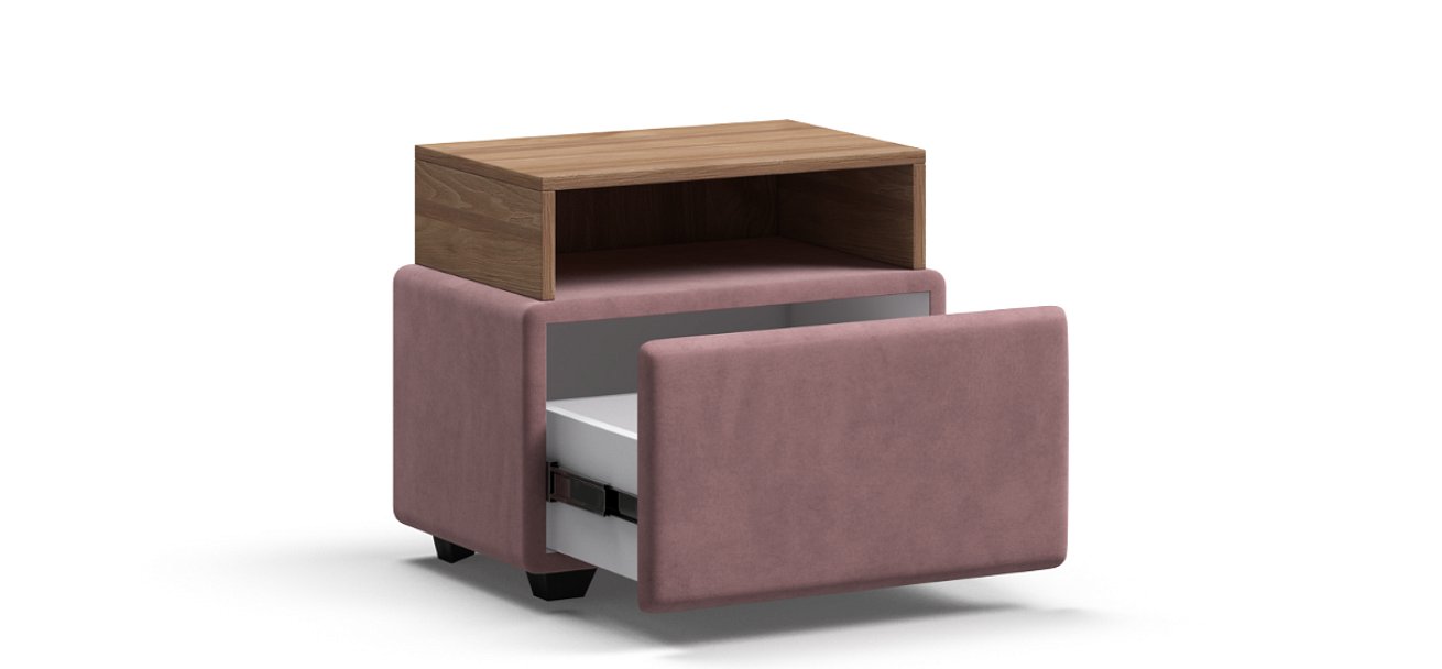 Тумба Босс велюр Монолит розовый, Орех селект