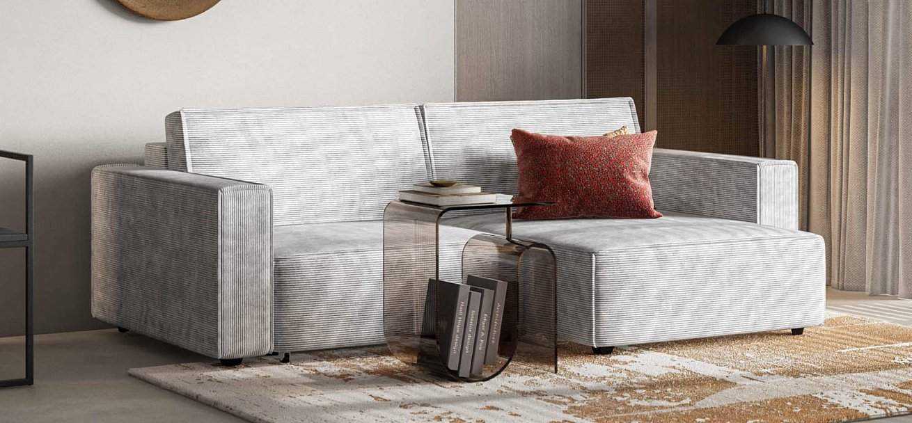 Угловой диван Босс Софт Модуль Вельвет Корд серый