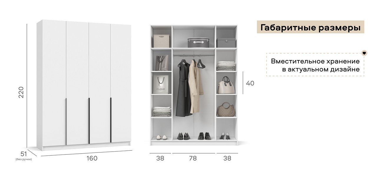 Босс Стандарт 160*220 шкаф распашной 4Д 01 Белый