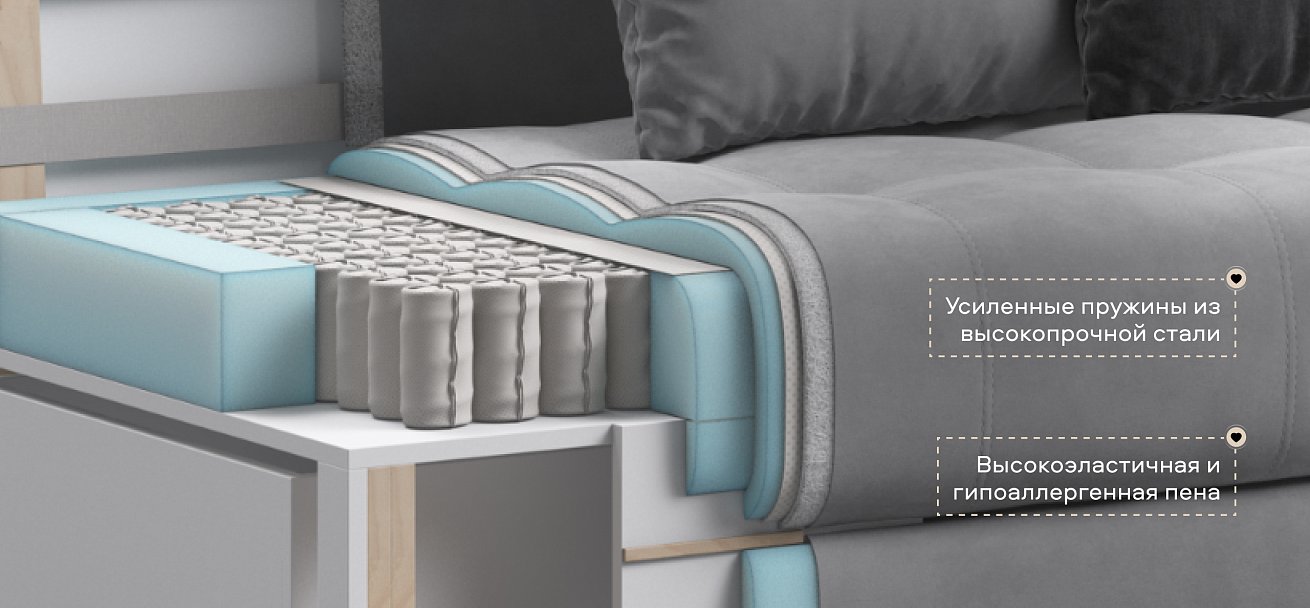 Угловой диван Дубай велюр Монолит сталь, велюр Монолит серый