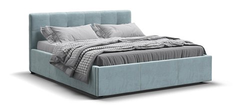 Белла Кровать+ПМ 160*200 велюр Монолит аква 1