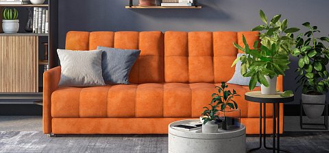 Диван Босс Лофт велюр Алькантара оранж 2