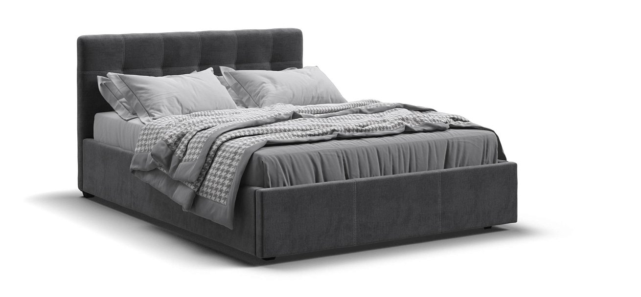 Белла Кровать + ПМ 140*200 велюр Монолит серый