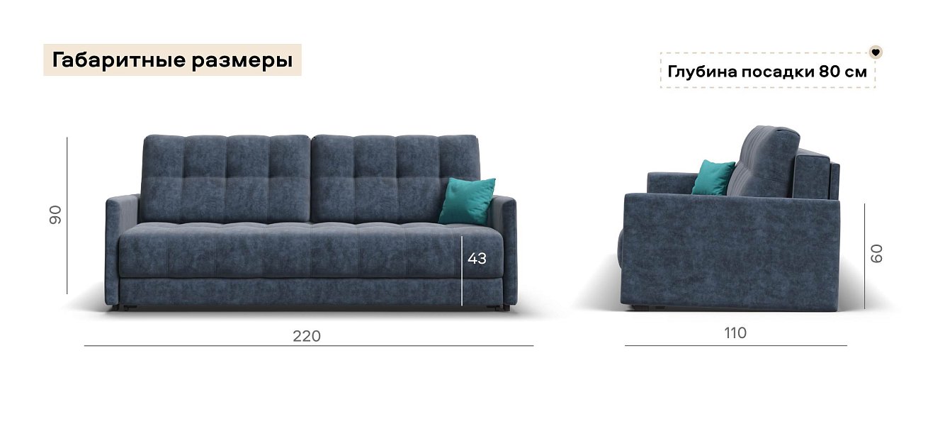 Диван Босс Лофт велюр Роял синий