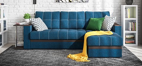 Угловой диван Атланта НПБ Рогожка Мальмо синий 2