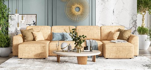 П-образный диван Кинг Модуль велюр Роял шампань 2