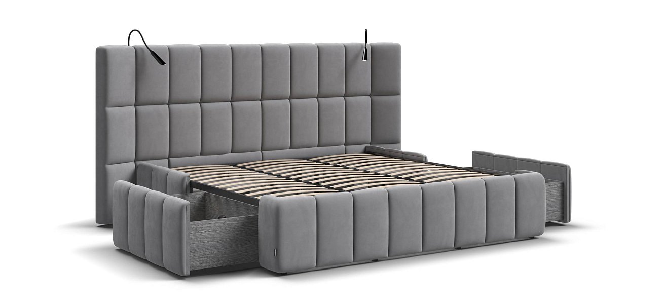 Босс ХО Кровать 180*200 велюр Монолит сталь