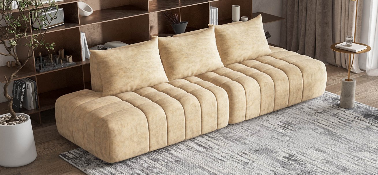 Диван Босс Твин прямой велюр Роял шампань