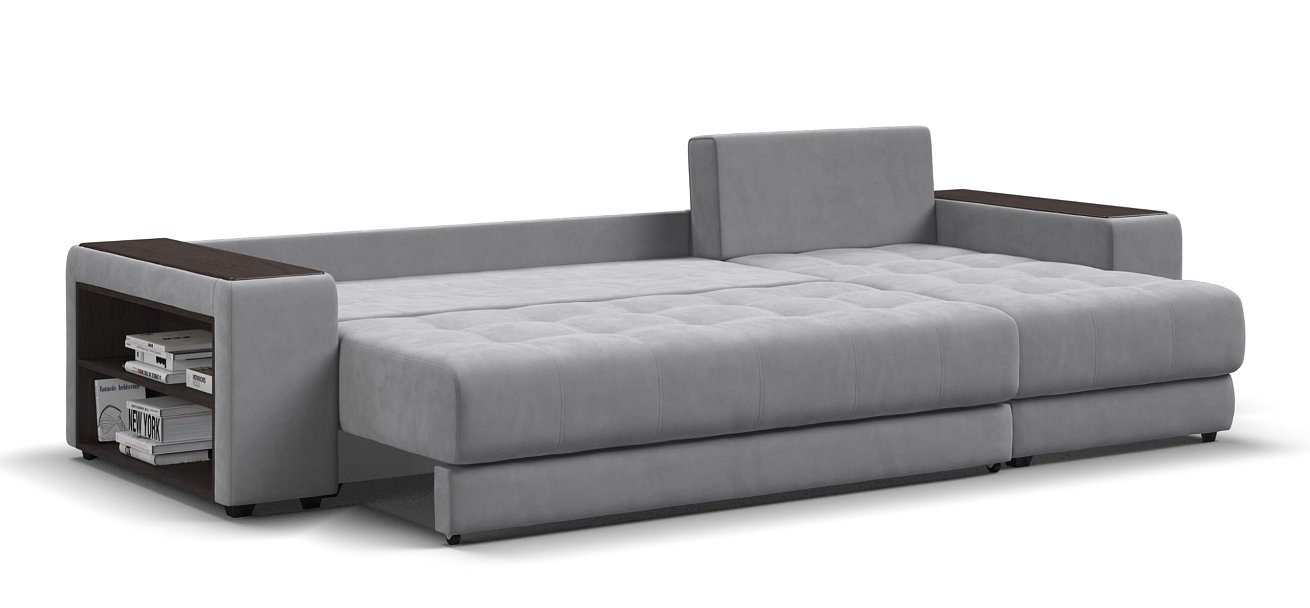 Угловой диван Дубай велюр Монолит сталь, велюр Монолит серый