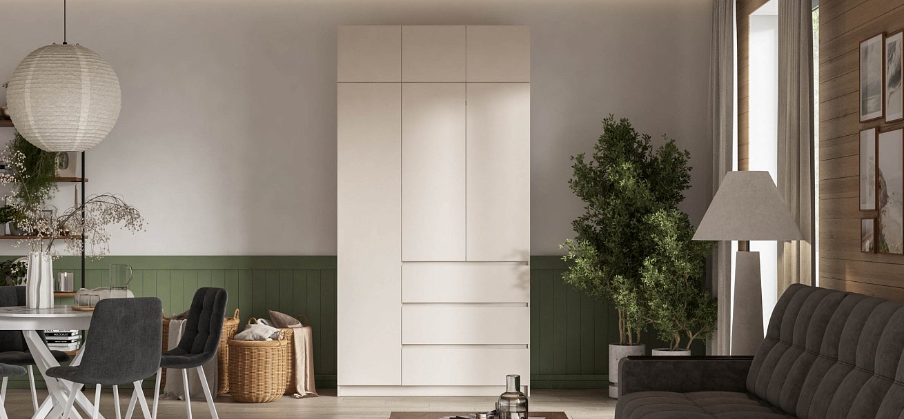 Идея 135 шкаф распашной 3Д+ящики Кашемир