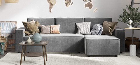 Угловой диван Норд велюр Монолит серый 2