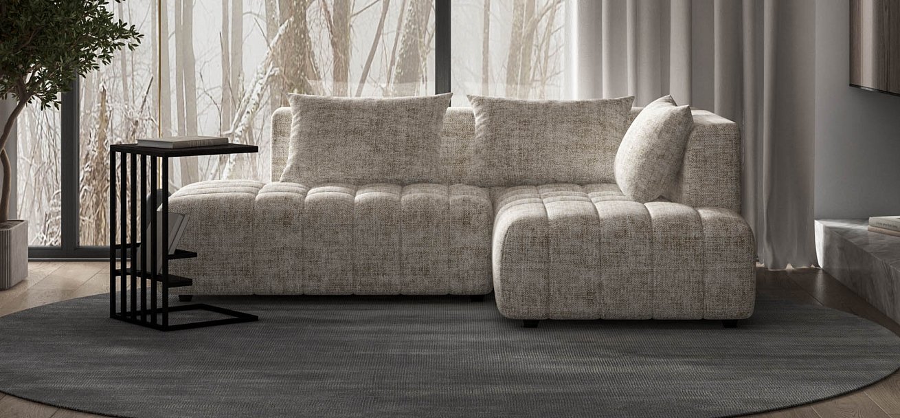 Угловой диван правый Босс Твин Шенилл Смарт кварц