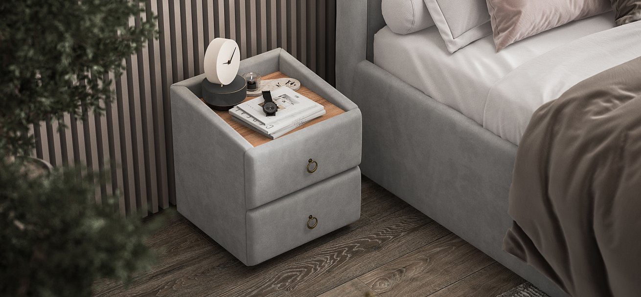 Тумба Босс Классик велюр Монолит Сталь, Орех Селект