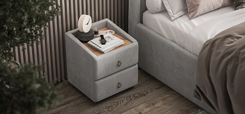 Тумба Босс Классик велюр Монолит Сталь, Орех Селект 2