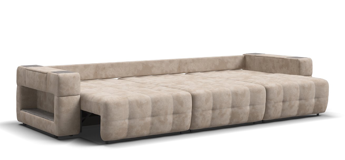 Диван Босс ХО Макс велюр Алькантара пепел / Камень