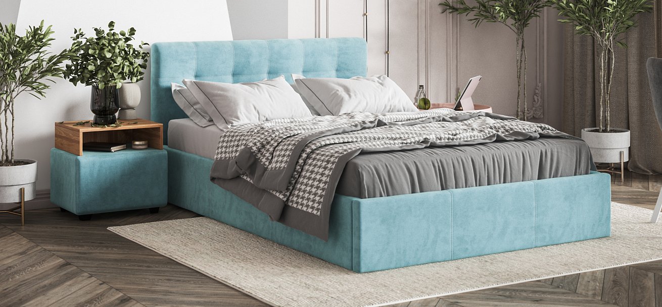 Тумба Босс велюр Монолит аква, Орех селект