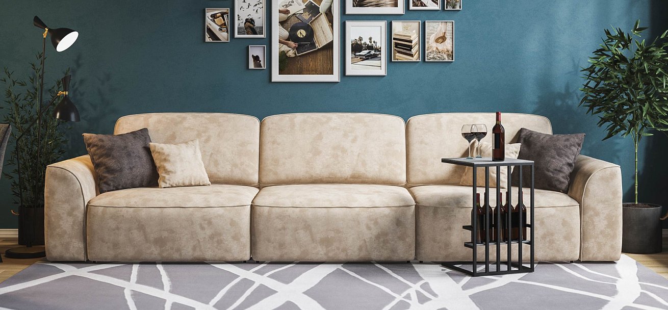 Диван Кинг Макс велюр Алькантара пепел