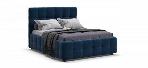 Босс Кровать+ПМ 140*200 велюр Монолит синий 1