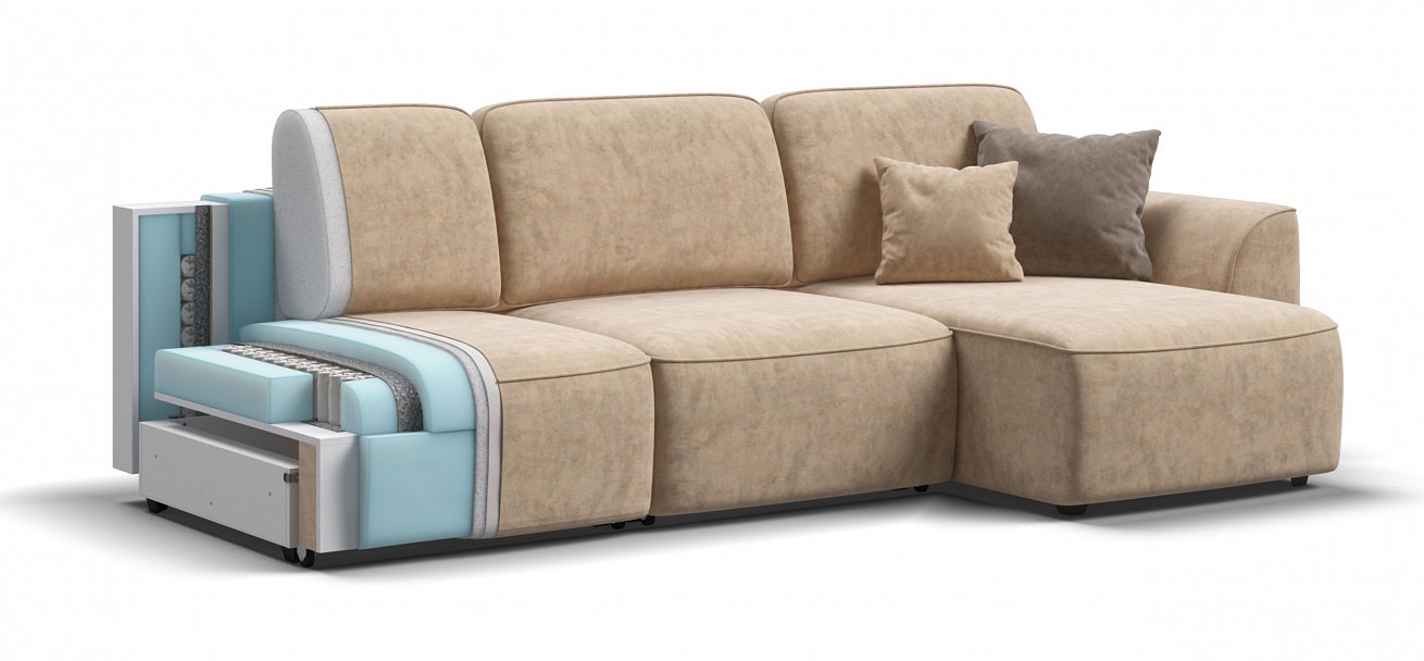 Угловой диван Кинг Модуль Макс велюр Роял шампань