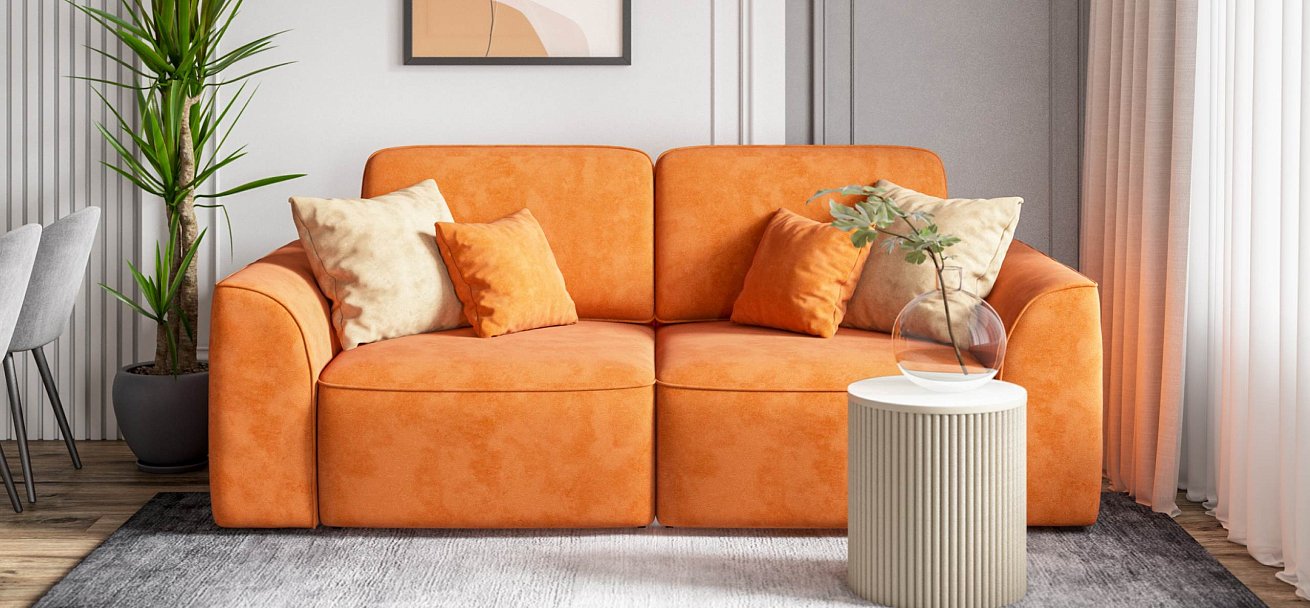 Диван Кинг Модуль велюр Алькантара оранж