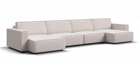 П-образный диван Босс Софт Модуль Вельвет Корд бежевый 1