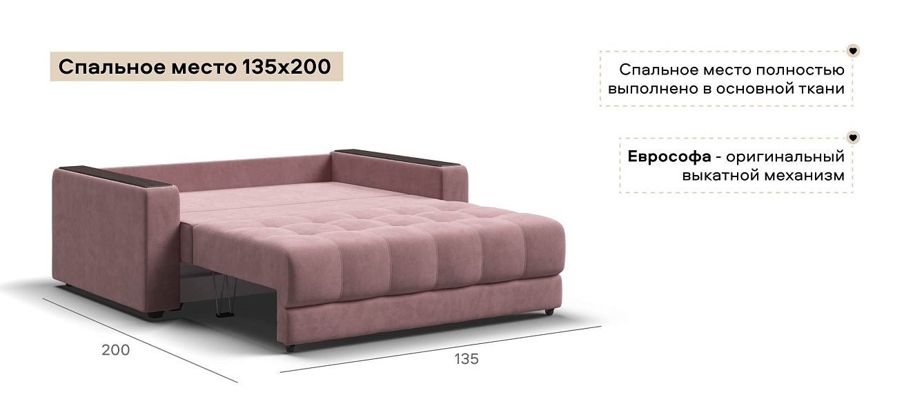 Диван Босс двухместный велюр Монолит розовый