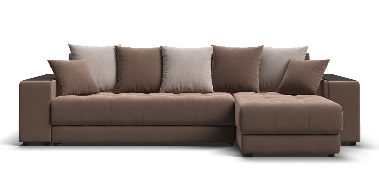 Угловой диван Дубай велюр Монолит мокко, велюр Монолит латте