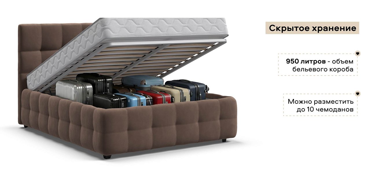 Босс Кровать+ПМ 140*200 велюр Монолит мокко