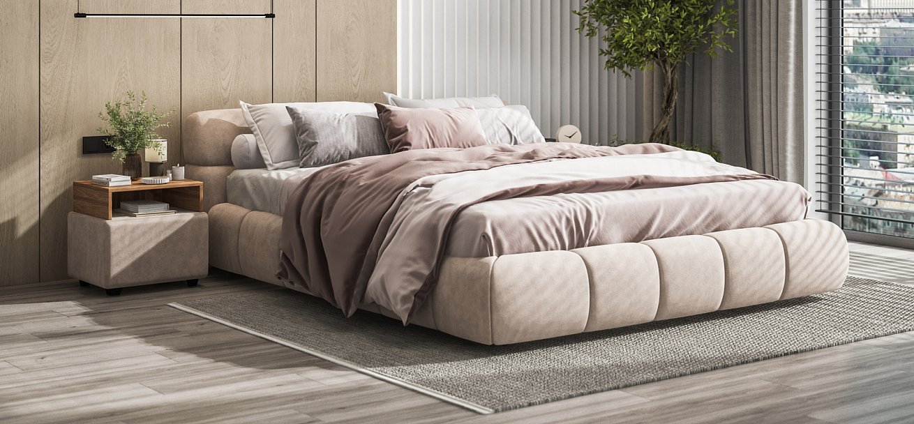 Тумба Босс велюр Монолит латте, Орех селект