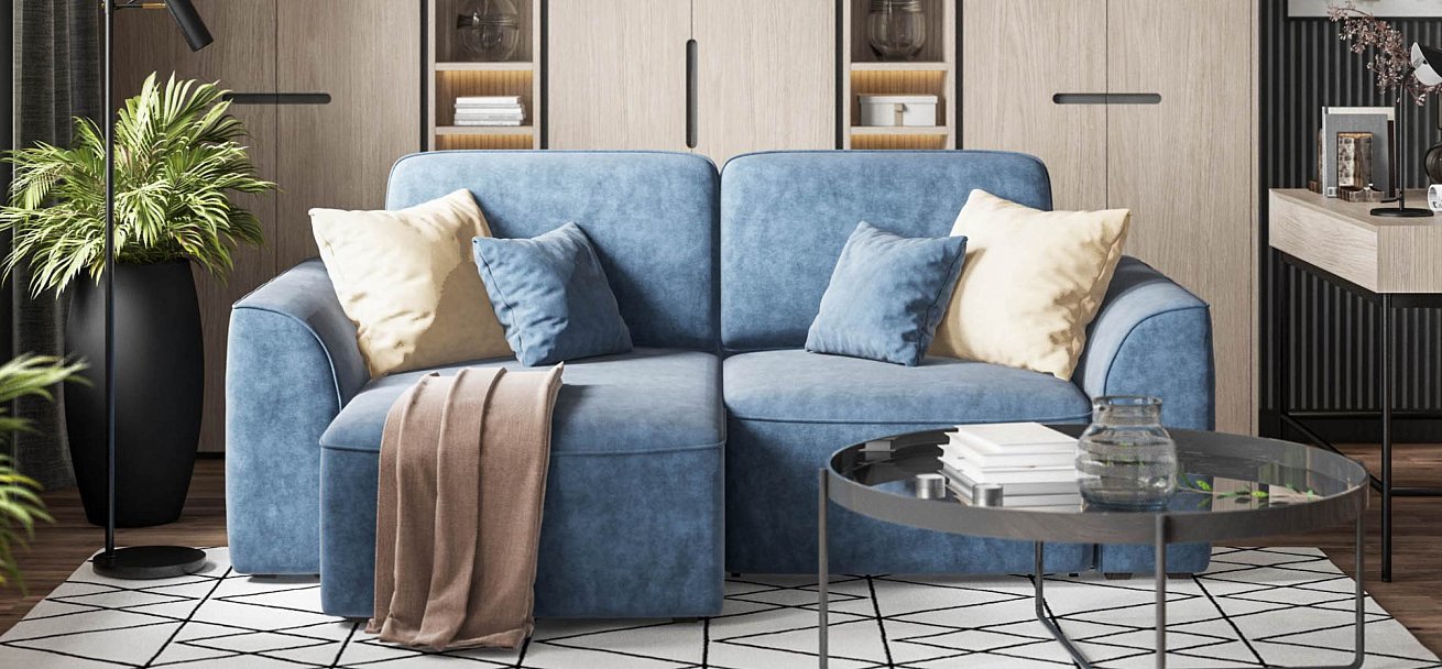 Угловой диван Кинг Модуль велюр Роял синий