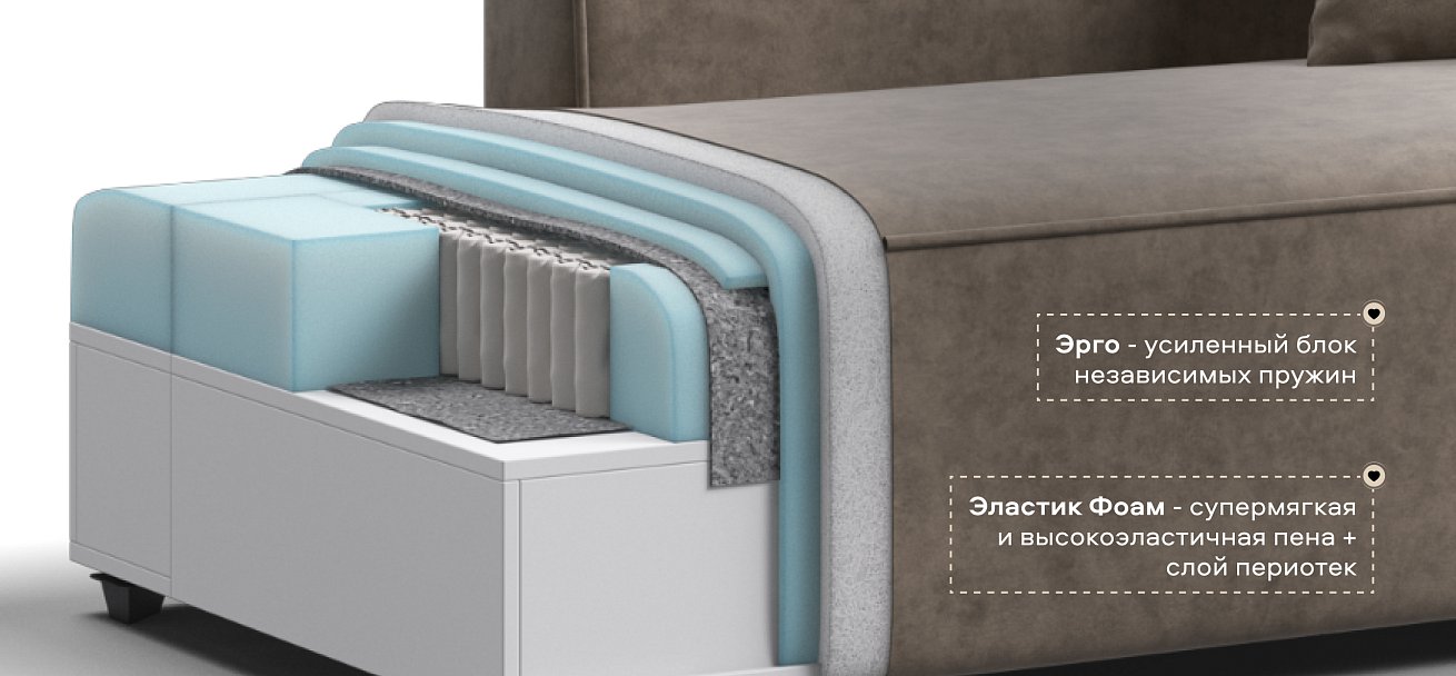 Угловой диван левый Кинг Твин велюр Роял тауп