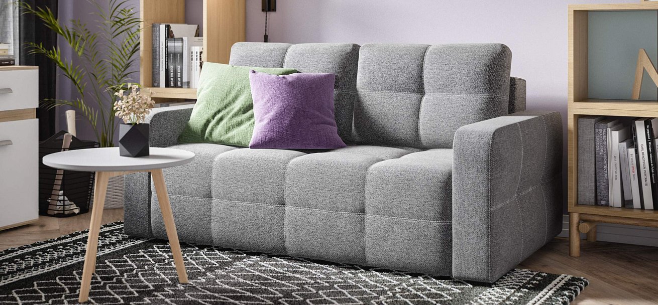 Диван Денди двухместный Рогожка Мальмо серый